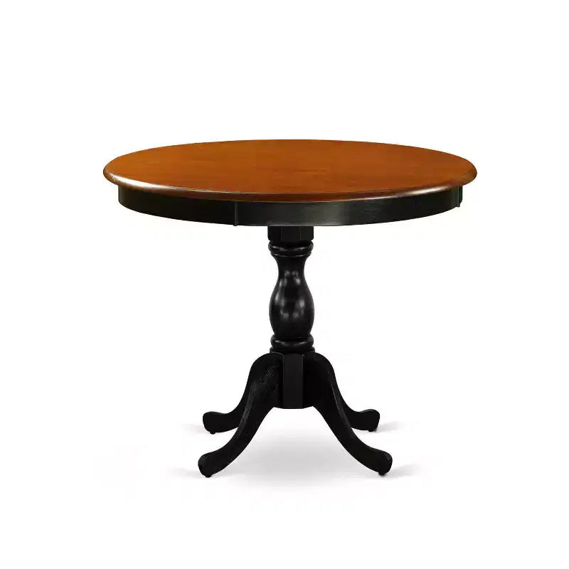 HomeStock 5-Piece Black and Cherry Finish Solid Wood Top Dining Table with 4 Parson Chair
