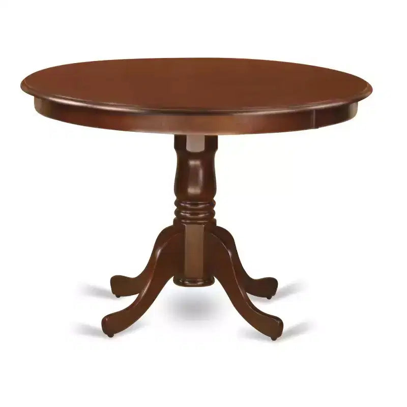 Retro Dinette Set - 3 Piece Table & Chair Set - Round Table - Wood Seat - Mahogany Finish