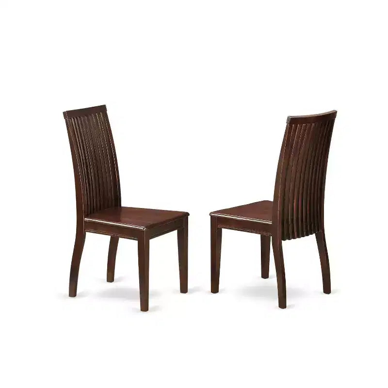 Retro Dinette Set - 3 Piece Table & Chair Set - Round Table - Wood Seat - Mahogany Finish