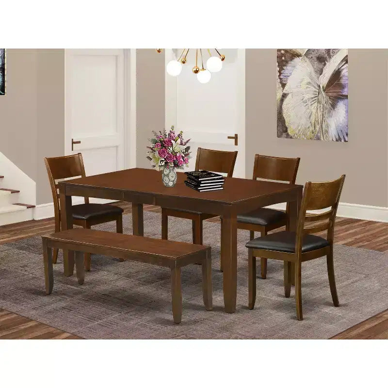 Rustic Dining Set - Table with Leaf & Chairs - Farmhouse Kitchen Table Set
