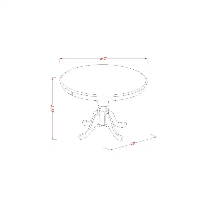 Dining Table Set for 4 - 42 Inch Round Kitchen Table with 4 Chairs - Linen White Finish