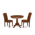 Round Dining Table Set - 36 Inch Table with 2 Parsons Chairs - Linen White Finish