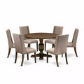 HomeStock 3-Piece Distressed Jacobean Finish Solid Wood Top Dining Table with 2-Upholstered Chairs