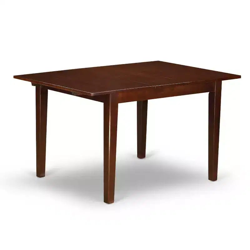 Rectangular Dining Table Set - 3pc Table & 2 Parsons Chairs - Dark Coffee Linen Fabric - 42 to 53.5