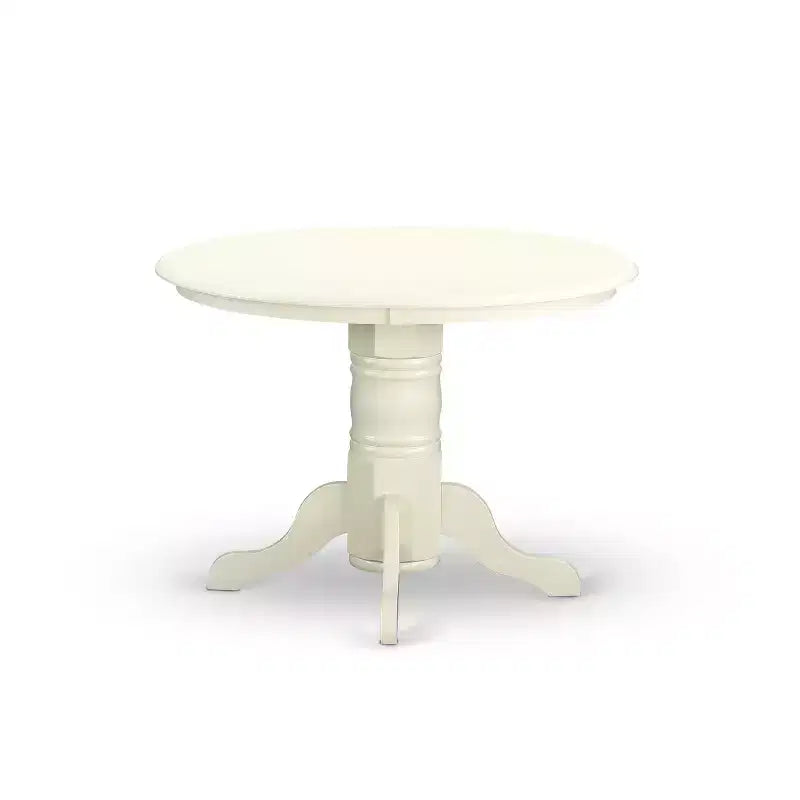 HomeStock 3-Piece Square Linen White Finish Solid Wood Top Dining Table with 2 Chairs
