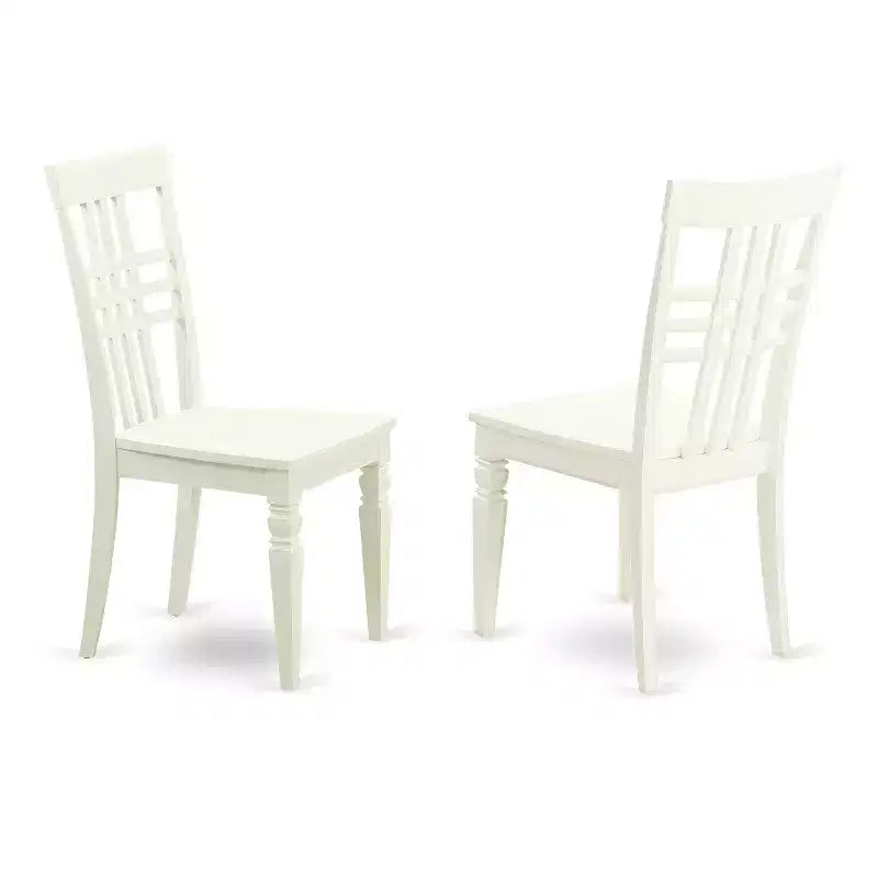HomeStock 3-Piece Square Linen White Finish Solid Wood Top Dining Table with 2 Chairs