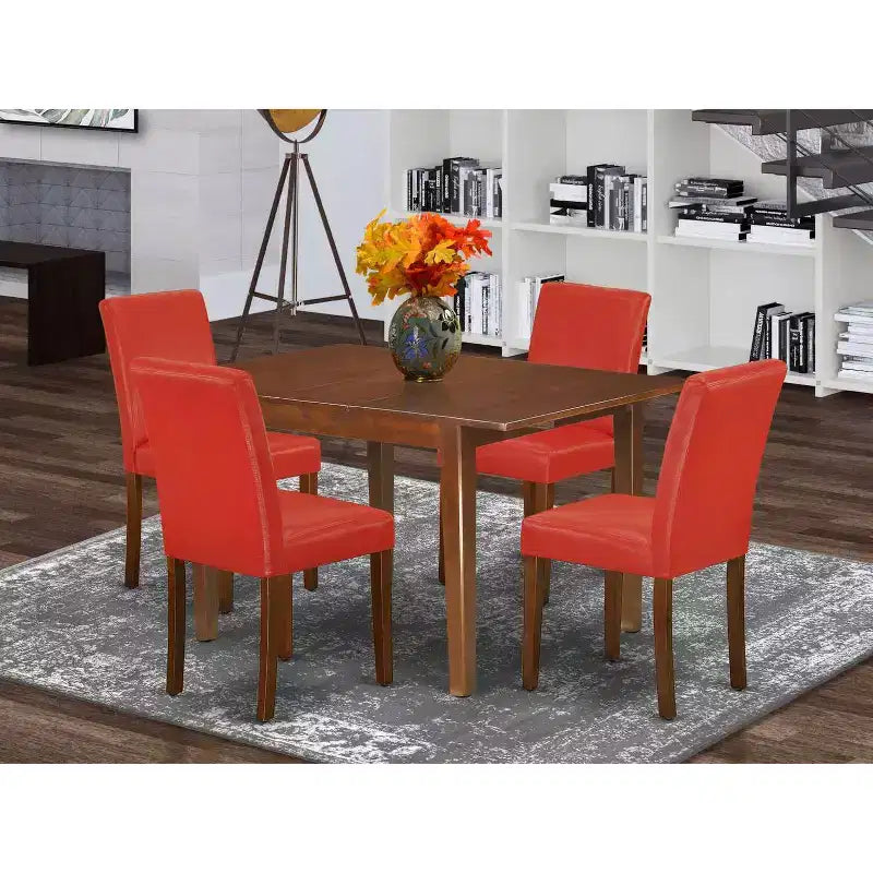 Dinette Set 5Pc Rectangle Table & 4 Chairs - Firebrick Red - Island Interiors