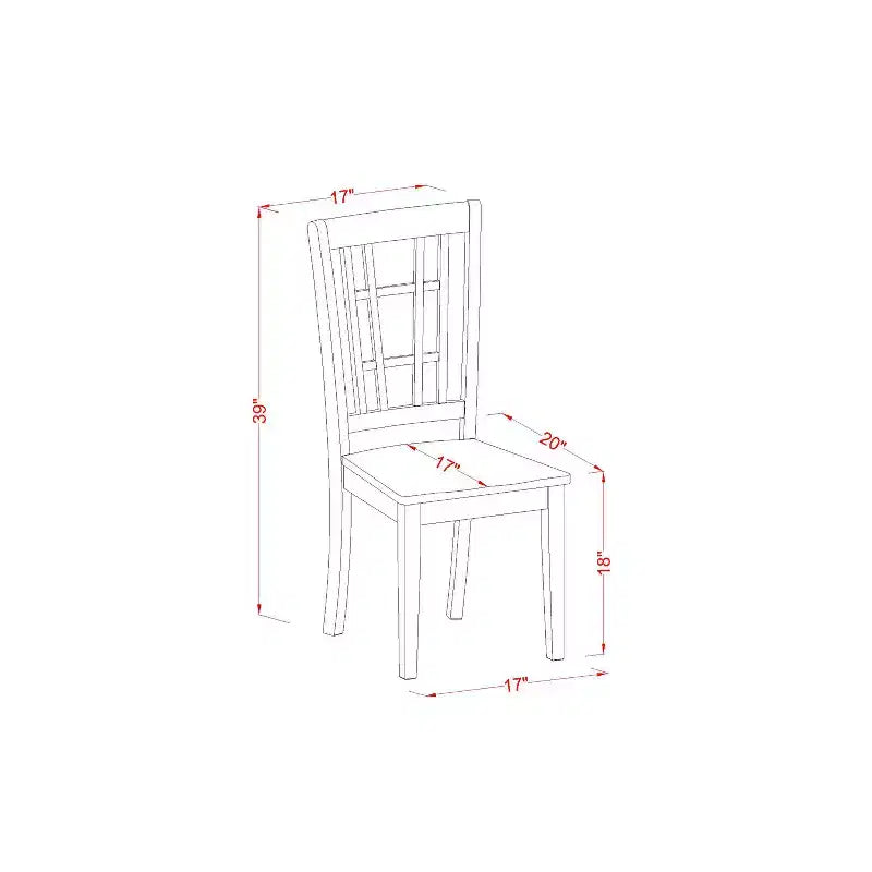 Kitchen Table Set for 4 - 42x42 Drop Leaf Dining Table & Chairs, Asian Hardwood, Black Finish