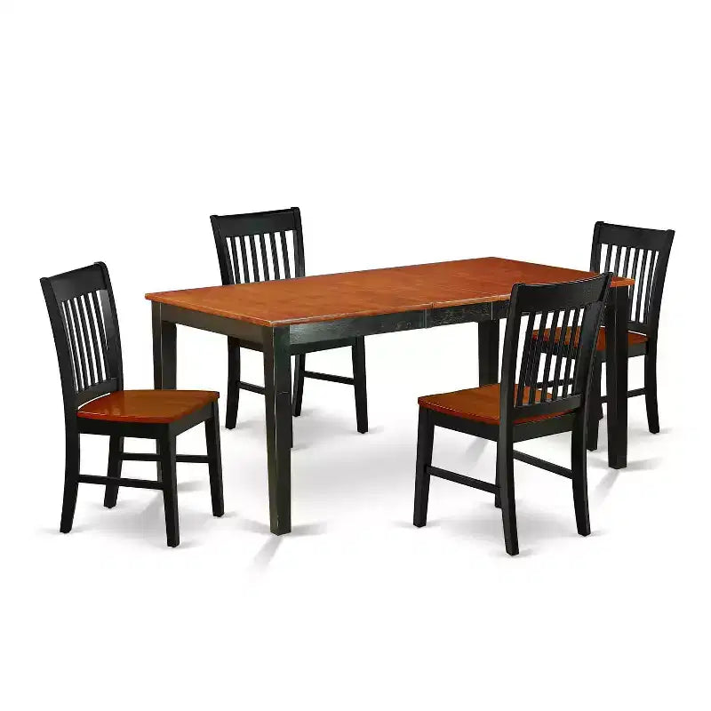 Renaissance Dining Set 5-Piece Rectangle Table & Chairs - 54/66 Inch Extendable Table
