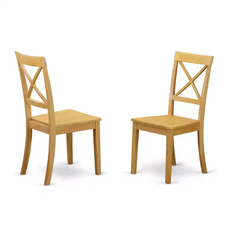 HomeStock 5-Piece Natural Oak Finish Solid Wood Top Dining Table with 4 Chairs