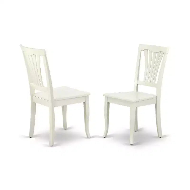 HomeStock 5-Pc Linen White Finish Solid Wood Top Dining table with 4 Chairs with Slat Back