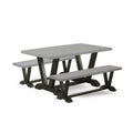 HomeStock 3-Piece Rectangle Natural Oak Finish Solid Wood Top Dining Table with 2-Benches
