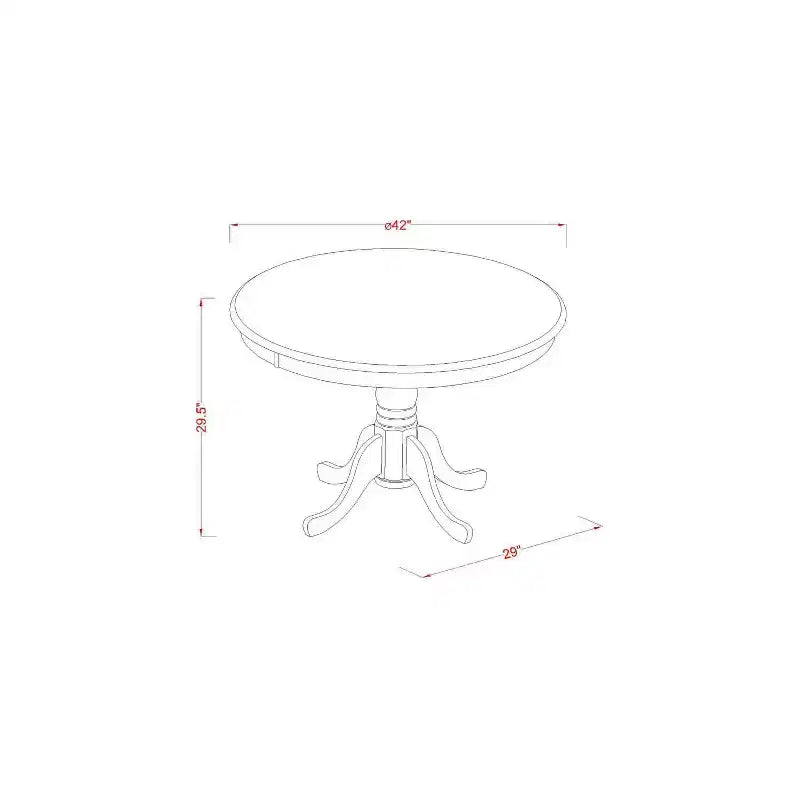 Coastal 3Pc Dinette Set - Round Kitchen Table & 2 Linen Dining Chairs - Mahogany Finish