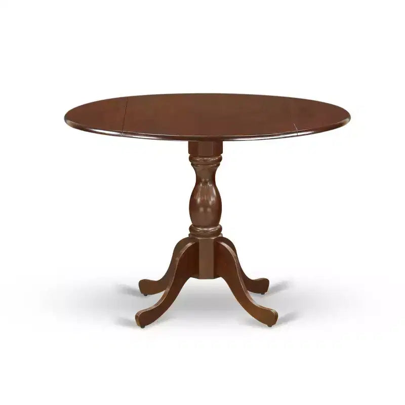 HomeStock 5-Pc Mahogany Finish Solid Wood Top Dining table with 4 Chairs with Drop Leaf