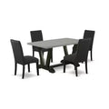5-Piece Rectangle Natural Oak Finish Solid Wood Top Dining Table with 4 Parson Chair with