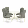 5-Piece Linen White Finish Solid Wood Top Dining table with 4 Chairs with