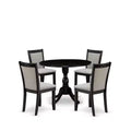 HomeStock 5-Piece Natural Oak Finish Solid Wood Top Dining table with 4 Chairs with Drop Leaf Lattice Back
