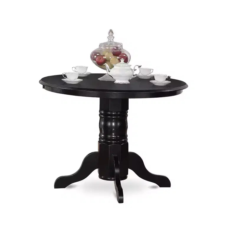 Kitchen Dining Set 5 Piece Table & Chairs - Round Pedestal Table with Linen Upholstered Seats