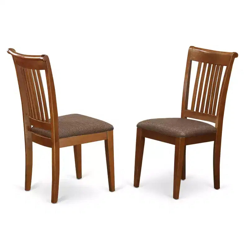Dining Room Set 9 Piece Table with 8 Chairs - Linen Upholstered, Saddle Brown, 54x54 Inch