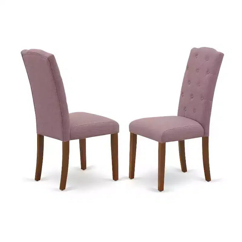 HomeStock 3-Piece Round Mahogany Finish Solid Wood Top Dining Table with 2-Parson Chairs with Drop Leaf