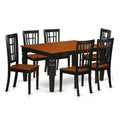 HomeStock 7-Piece Black and Cherry Finish Solid Wood Top Dining Table with 6 Chairs