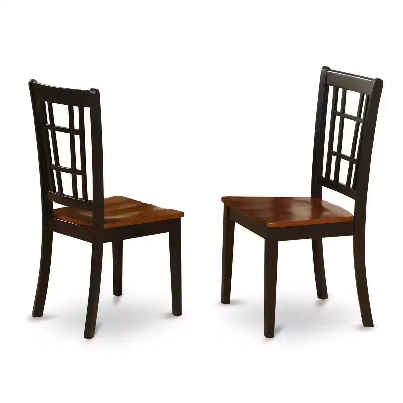 HomeStock 7-Piece Black and Cherry Finish Solid Wood Top Dining Table with 6 Chairs