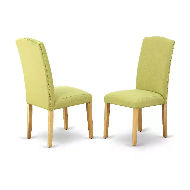 Nordic Dinette Set 5Pc Rectangle Table & 4 Chairs - Linen Fabric & Oak Legs - 42 to 53.5
