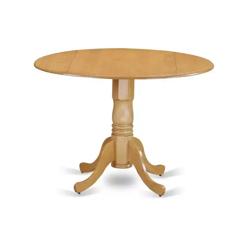 HomeStock 3-Piece Round Natural Oak Finish Solid Wood Top Dining Table with 2 Parson Chairs with Drop Leaf