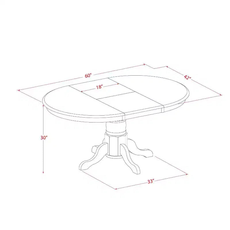 HomeStock 5-Piece Oval Buttermilk and Cherry Finish Solid Wood Top Dining table with 4 Chairs
