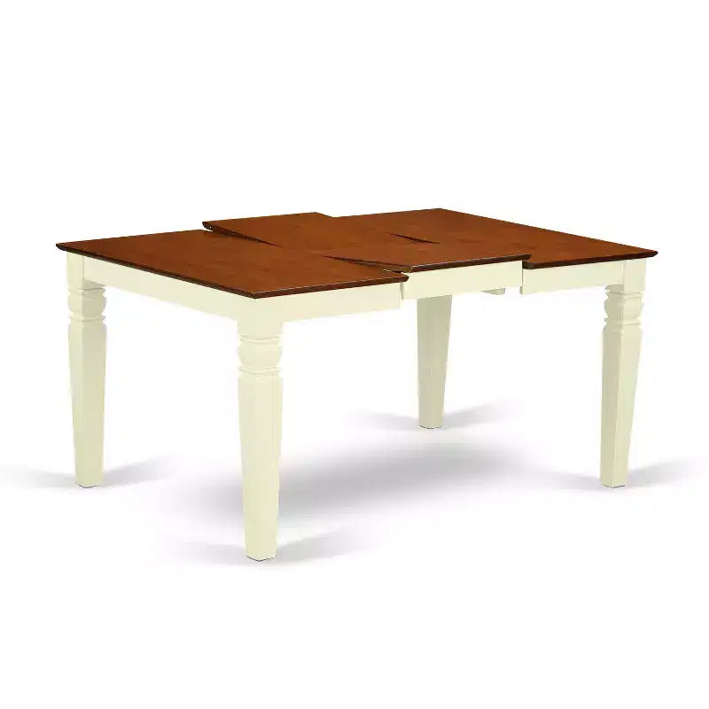 HomeStock 7-Piece Buttermilk and Cherry Finish Solid Wood Top Dining Table with 6 Chairs