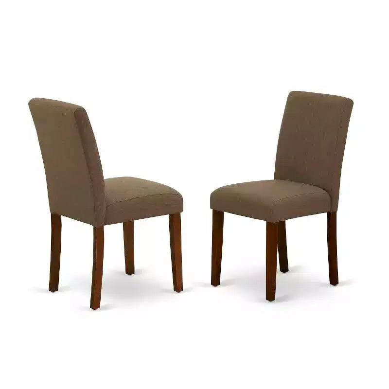Round Kitchen Table Set 5pc 42 Table w/ Drop Leaves & 4 Parsons Chairs - Linen Fabric