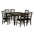 HomeStock 7-Piece Square Cappuccino Finish Solid Wood Top Dining Table with 6-Chairs