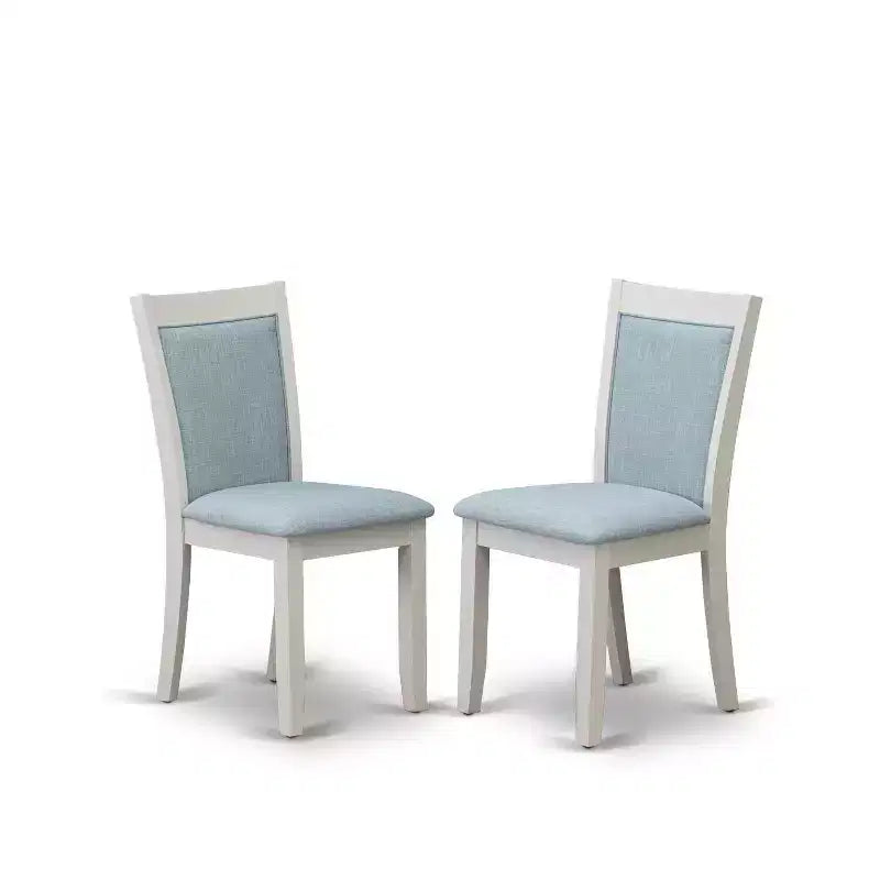 HomeStock 5-Piece Wire Brushed Linen White Finish Solid Wood Top Dining table with 4-Chairs