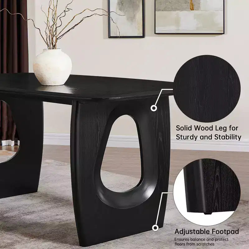 Modern Dining Table Set for 4, 68'' Rectangle Dining Table with 4 Chairs, ith Pedestal Base, Dinner Table for Dining Room, Kitchen-Morden Fort