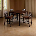 Royal Hampton 5 Piece Wooden Counter Height Table with Crossback Chairs, Espresso Brown