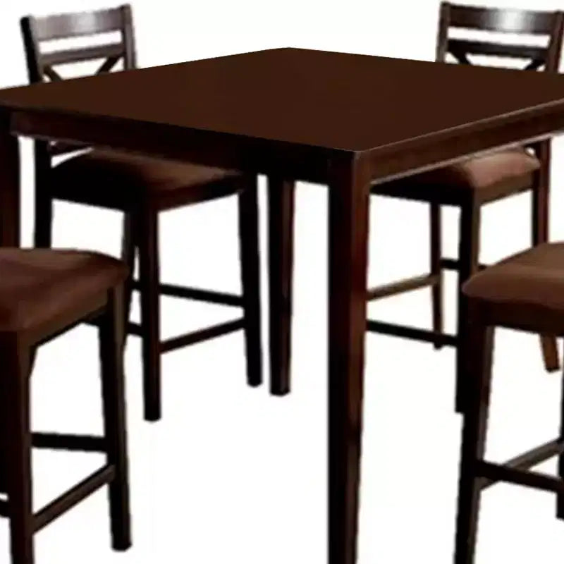 Royal Hampton 5 Piece Wooden Counter Height Table with Crossback Chairs, Espresso Brown