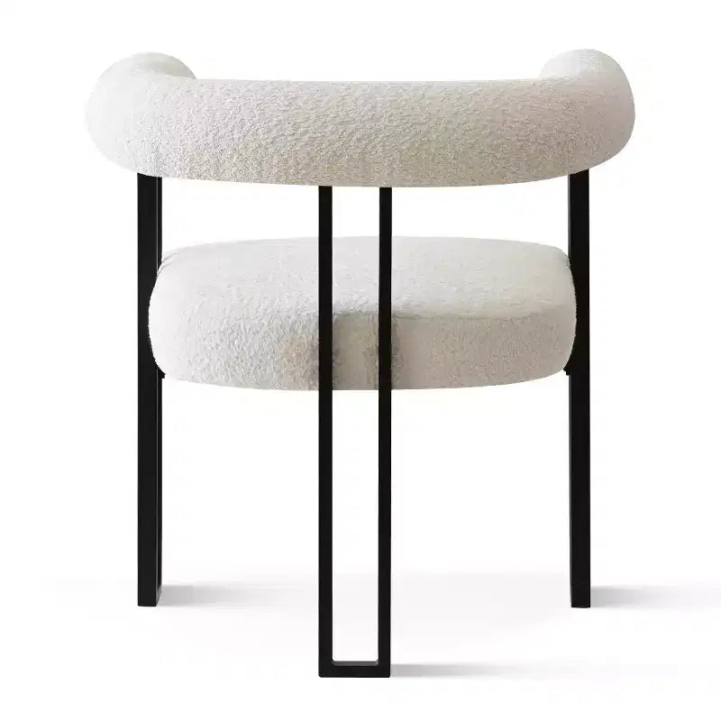Modern 5-Piece Round Black Dining Table Set, Pedestal Table with 4 Boucle Upholstered Dining Chairs for Kitchen or Apartment-Panipeachy
