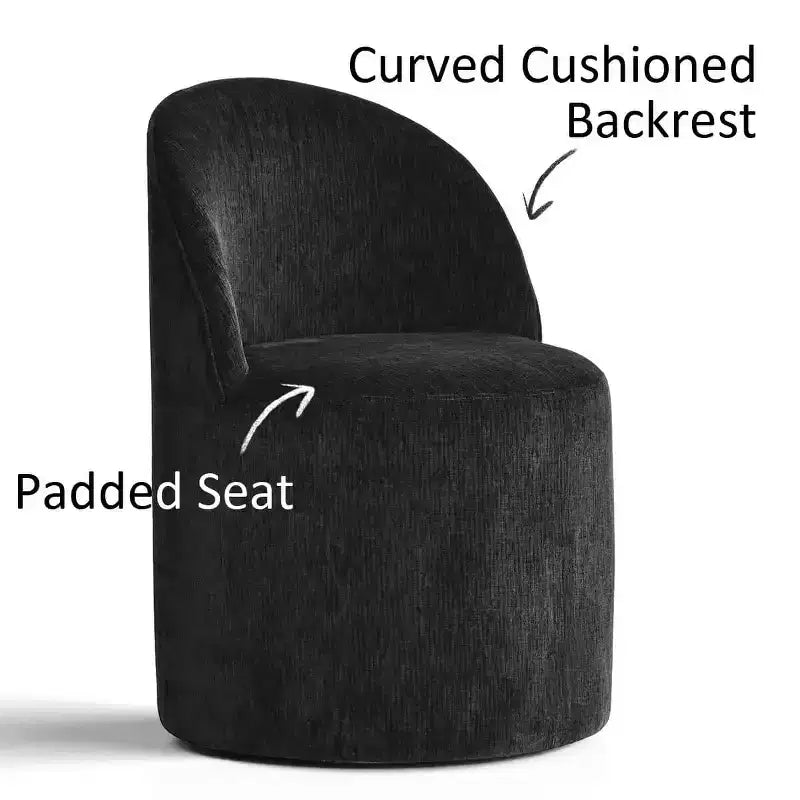 7-Piece Dining Set for Kitchen, Black Oval Table and Chenille Barrel Chairs, Modern Dining Room Furniture - Panipeachy