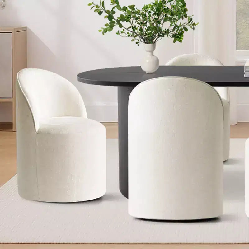 7-Piece Dining Set for Kitchen, Black Oval Table and Chenille Barrel Chairs, Modern Dining Room Furniture - Panipeachy