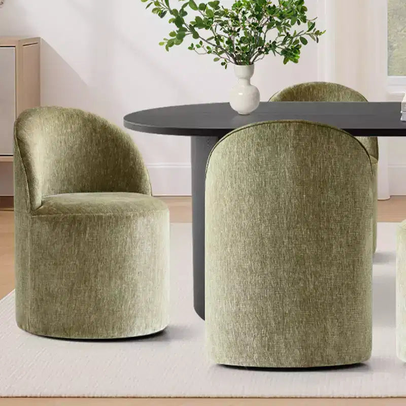 7-Piece Dining Set for Kitchen, Black Oval Table and Chenille Barrel Chairs, Modern Dining Room Furniture - Panipeachy