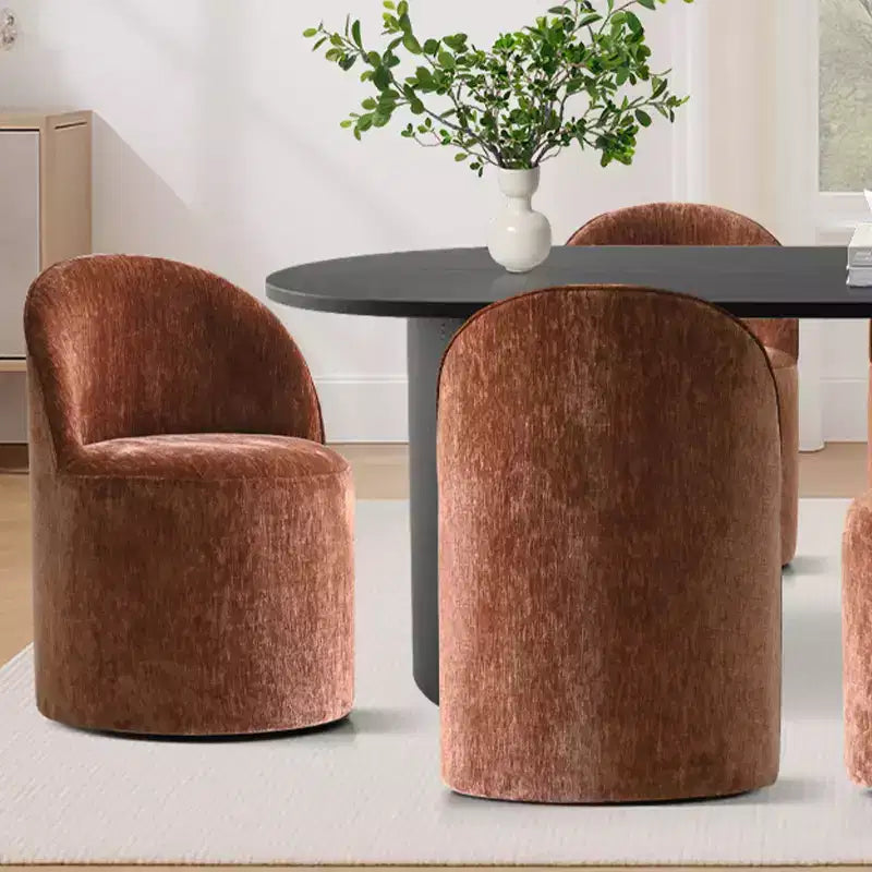 7-Piece Dining Set for Kitchen, Black Oval Table and Chenille Barrel Chairs, Modern Dining Room Furniture - Panipeachy
