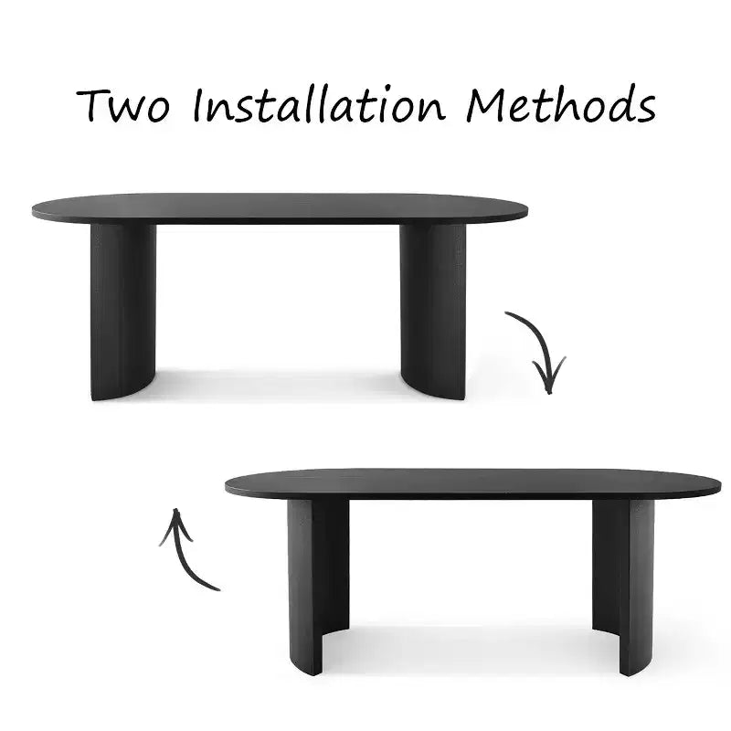 7-Piece Dining Set for Kitchen, Black Oval Table and Chenille Barrel Chairs, Modern Dining Room Furniture - Panipeachy