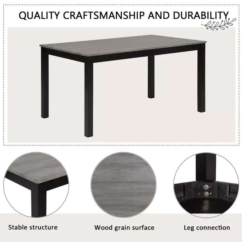 sumyeg 6 Piece Dining Table Set with Rectangular Table, Chairs and Bench for Dining Room