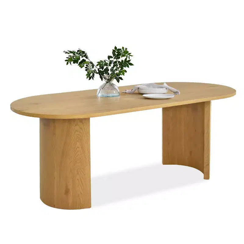 Modern Dining Table Set for 8, Oval 79 Table and Upholstered Dining Chairs with Rattan Backs, Perfect for Kitchens-Panipeachy