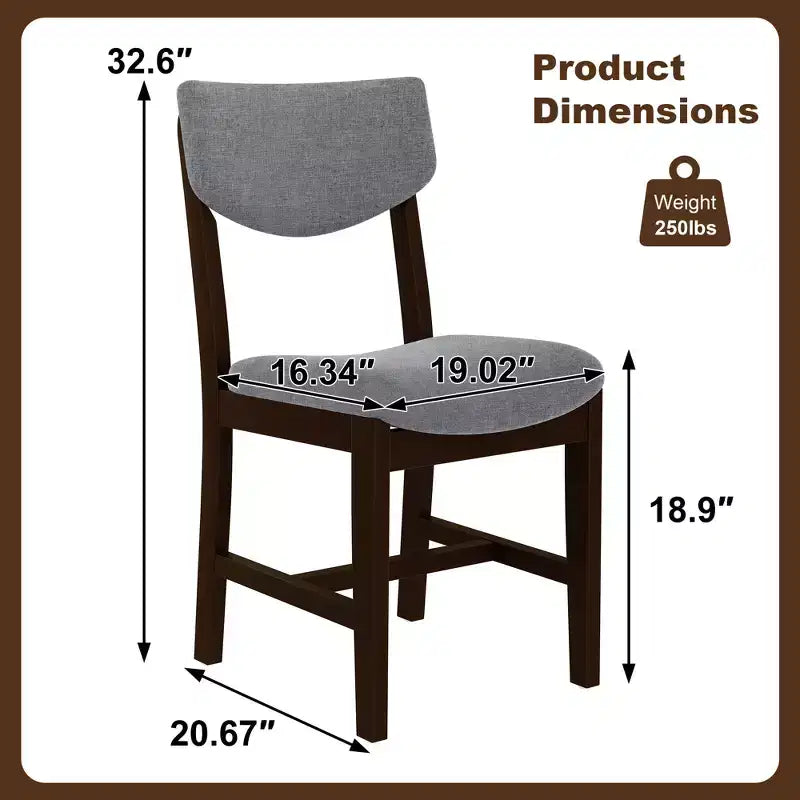 GDFStudio Conner Farmhouse-Style 5-Piece Dining Set 1 Solid Wood Table and 4 Upholstered Chairs