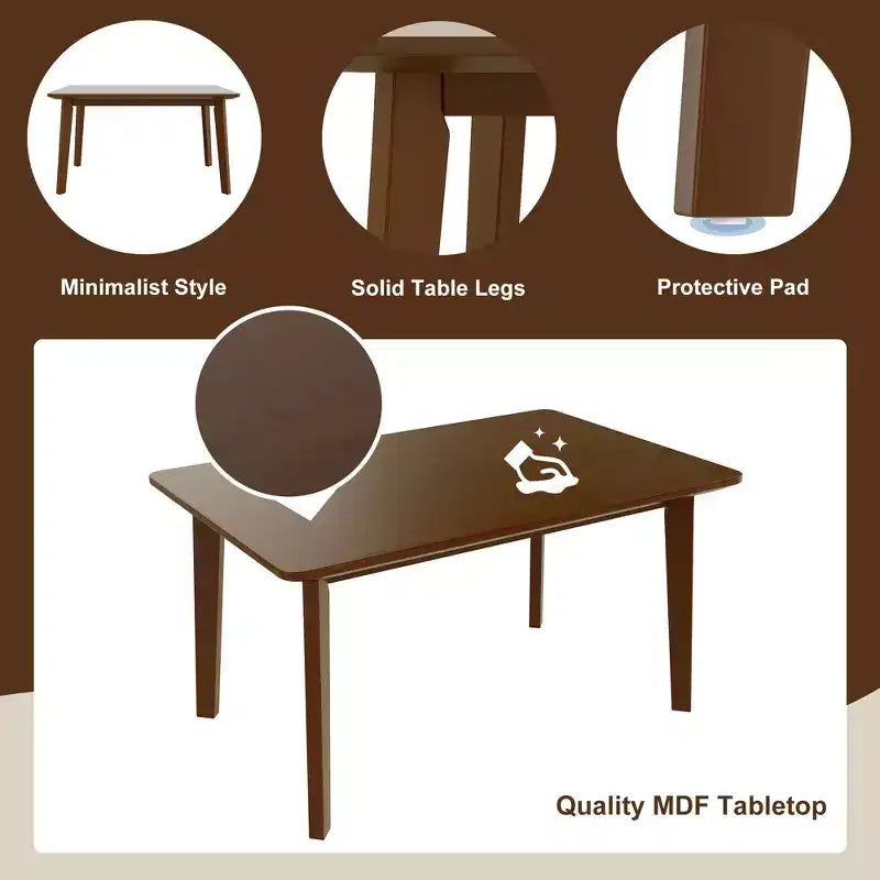 GDFStudio Conner Farmhouse-Style 5-Piece Dining Set 1 Solid Wood Table and 4 Upholstered Chairs
