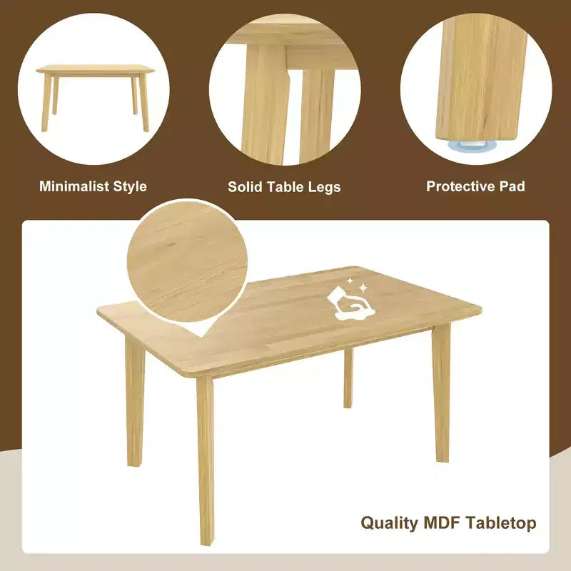 GDFStudio Conner Farmhouse-Style 5-Piece Dining Set 1 Solid Wood Table and 4 Upholstered Chairs