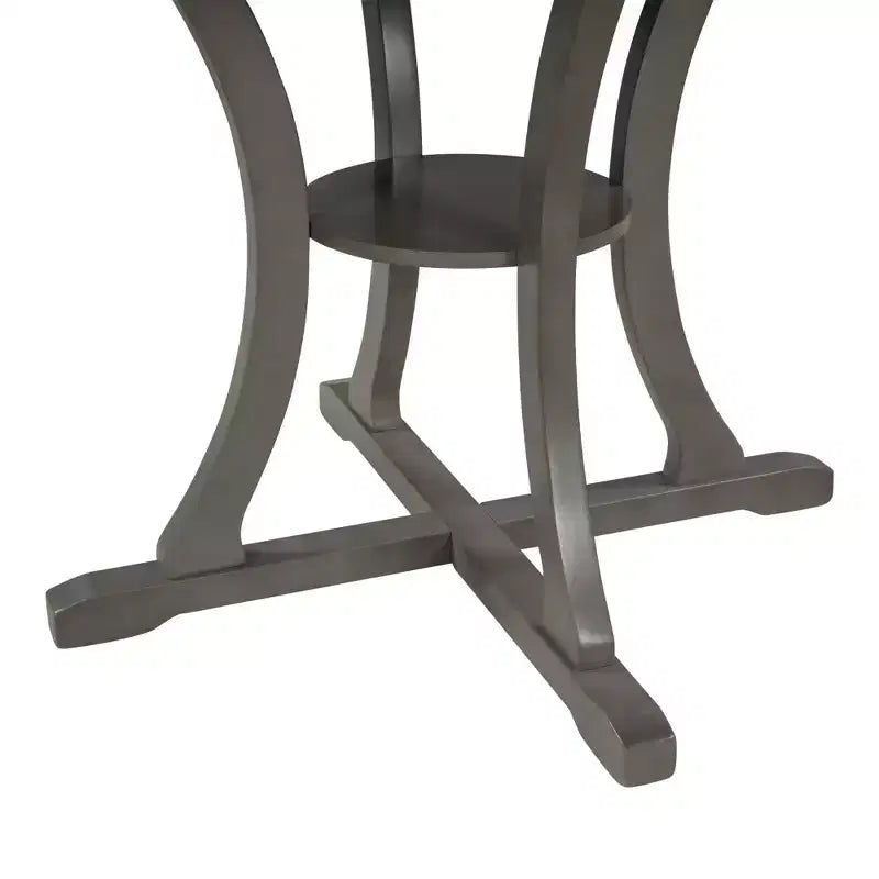 5 Pieces Wooden Round Dining Table and Chair Set with Special-shaped Legs and Exquisitely Designed Hollow Chair Back for Kitchen