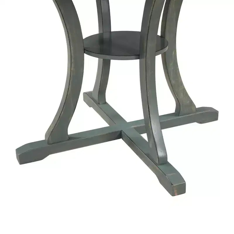 5 Pieces Wooden Round Dining Table and Chair Set with Special-shaped Legs and Exquisitely Designed Hollow Chair Back for Kitchen
