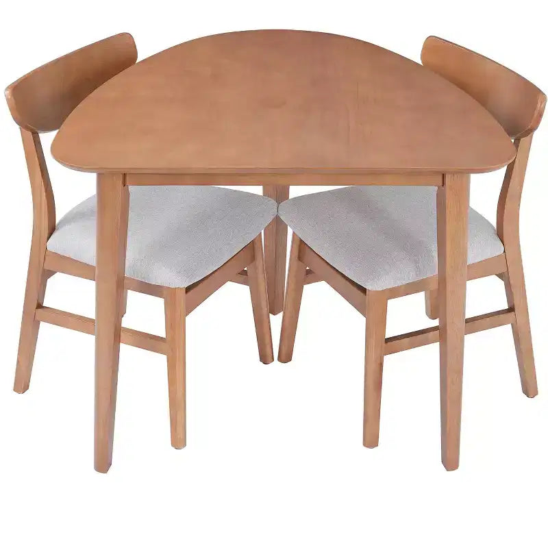 GDFStudio Delgado 3-Piece Modern Table Set with 2 Curved Wood Chairs